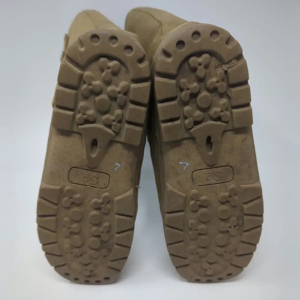 SO Womens Boot Tan Suede Fabric Faux Fur Lined Pull On Size 8